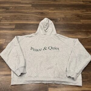Museum Of Peace & Quiet Hoodie Mens XL Gray Full Zip Graphic Back Logo FLAW